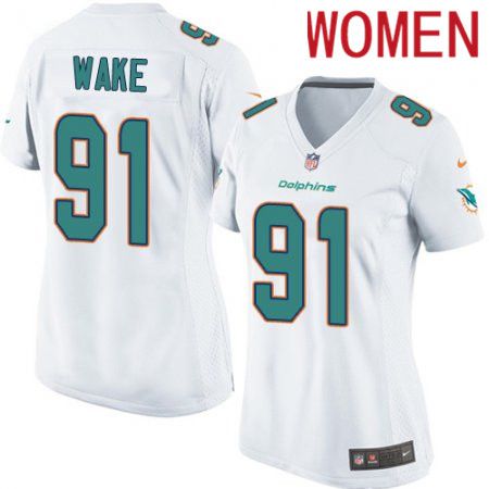 Women Miami Dolphins 91 Cameron Wake Nike White Game NFL Jersey